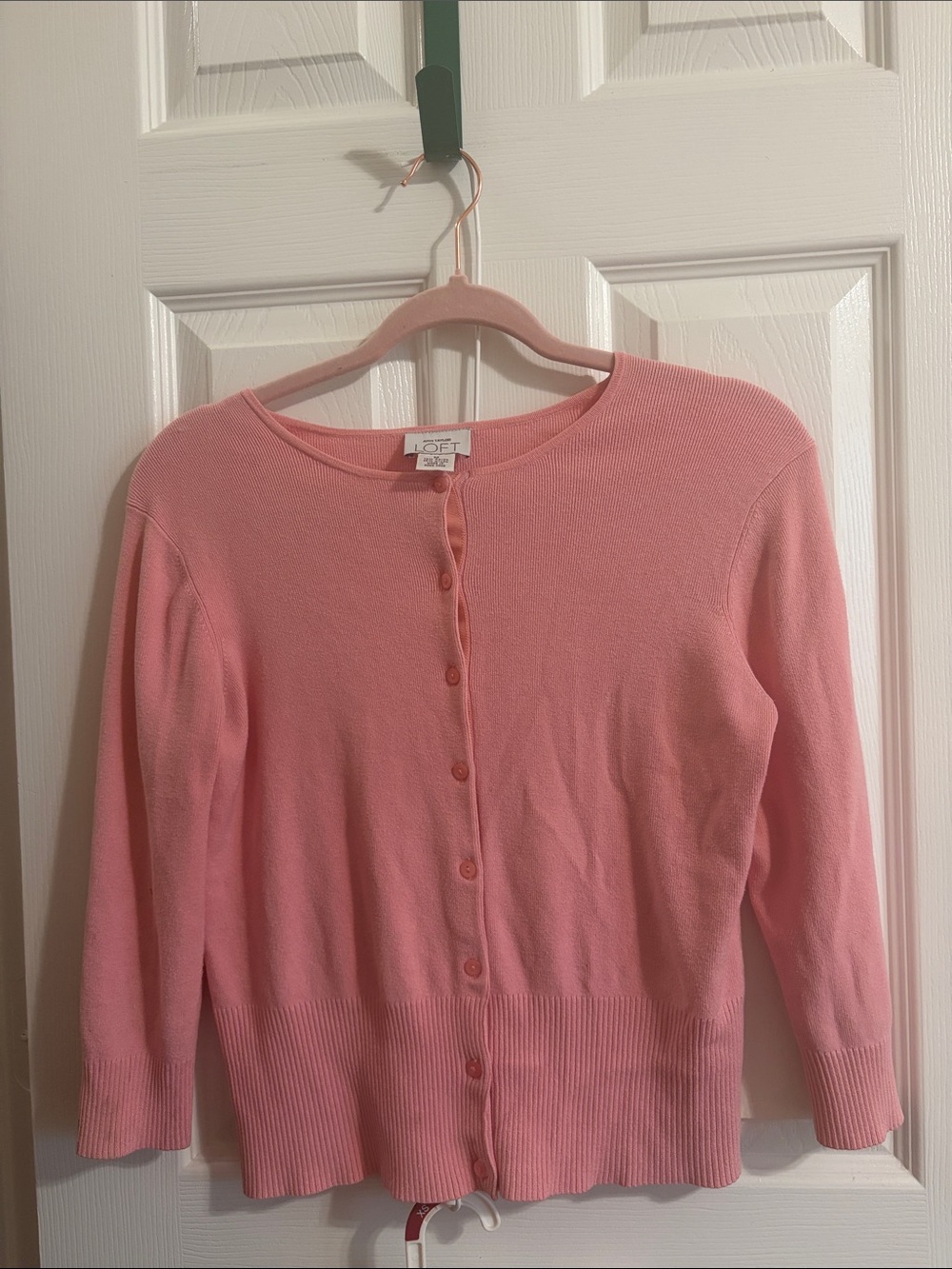 LOFT Pink Button-Front Lightweight Cardigan